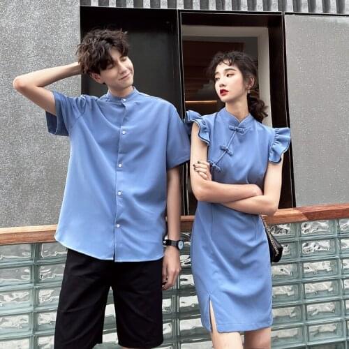 2021 lovers wear Chinese style modified dress for students class couples clothes couples clothing