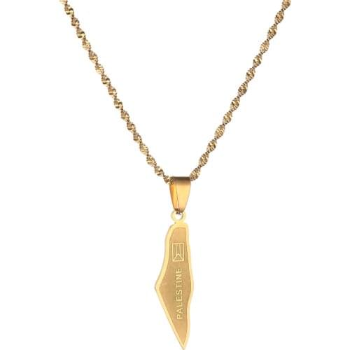 Stainless Steel Israel Map Pendant Necklace Jewish Trendy Israel Map Jewelry