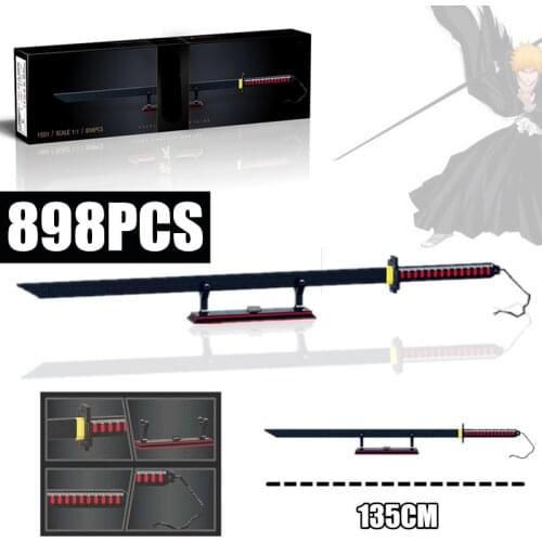 New 898pcs IDEAS 1:1 Scale Tachi Building Blocks Samurai Sword Bricks Cold Weapon Models Kids DIY Toys Children Gifts