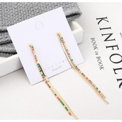 TONGKWOK Bohemia Exaggeration Dangle Earrings For Women Silk Thread Tassel Metal Long Chandelier Earrings #140157