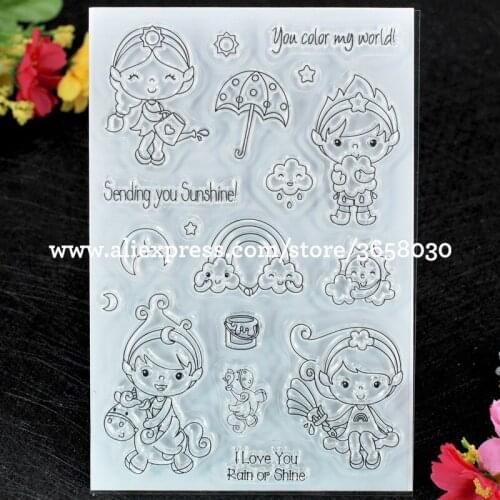 Sending you sunshine Girl Scrapbook DIY photo cards rubber stamp clear stamp transparent stamp 10x15cm 8052811