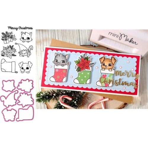 Stocking Stuffers Clear Stamps with Metal Cutting Dies for Diy Scrapbooking Handmade Paper Cards Silicone Transparent Stempels