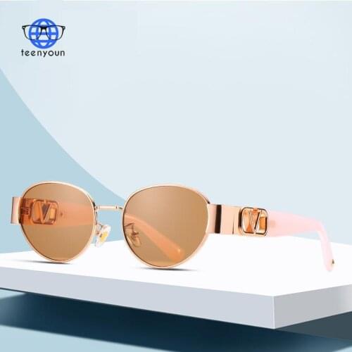TEENYOUN 2021 Fashion Oval Punk Sun Glasses For Women Men Luxury Brand Round Sun Glasses Vintage Oculos De Sol Masculino UV400