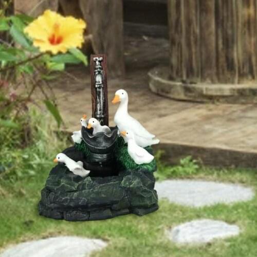 Solar Light With LED Lights Creative Resin Squirrel Duck Fountain Statues Figurines Garden Lawn Decor Garden Statue Ornaments