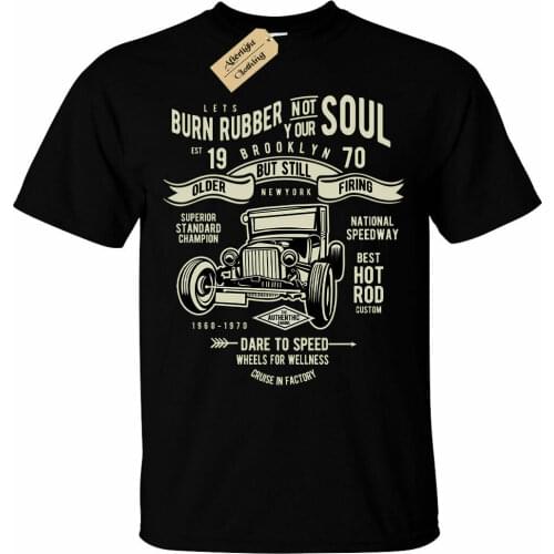 Burn Rubber Rockabilly Hotrod vintage retro T-Shirt Unisex Mens