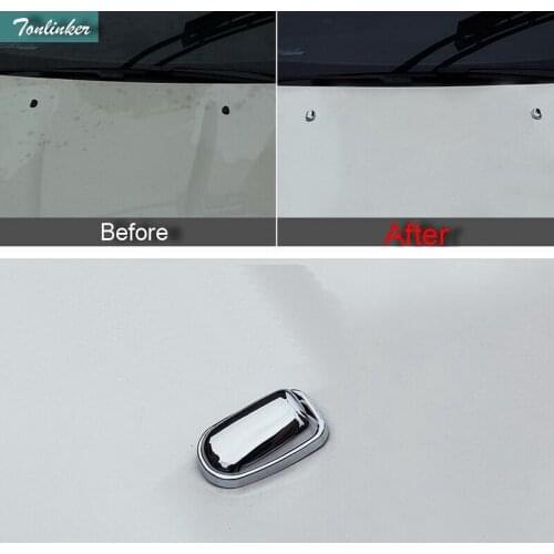 Tonlinker 2PCS DIY Car style ABS Chrome wiper sprinkler decorative light box cover case stickers for Ford Focus 2015 accessories