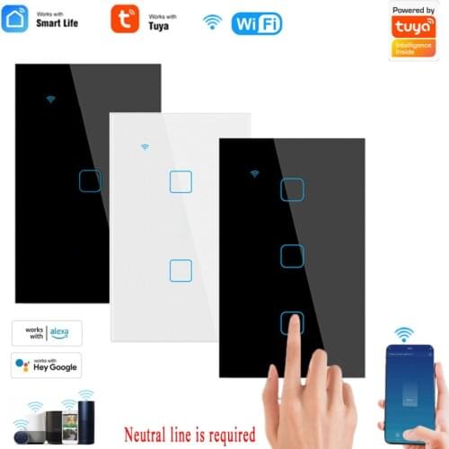 2021 TUYA WiFi Smart Touch Switch 1/2/3/4 Gang 100-240V Home Wall Button For Alexa And Google Home Assistant Smart Life/TUYA APP