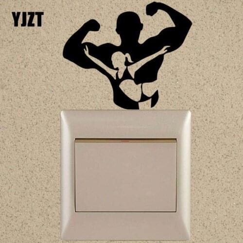 YJZT Gym Fitness Muscle Strong Personality Vinyl Home Decor Wall Decal Switch Sticker 8SS-2548