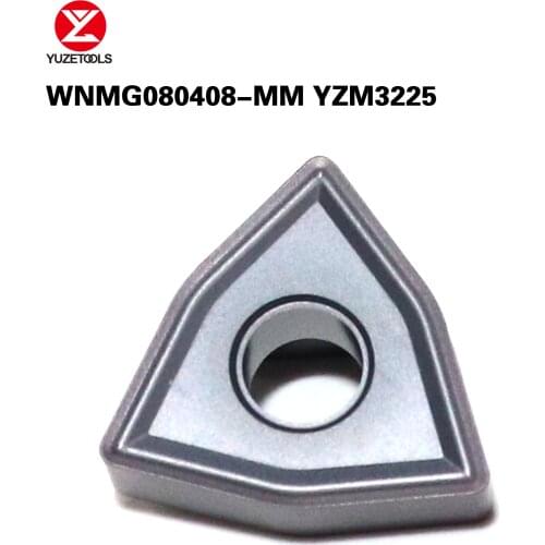 YUZETOOLS 10pcs WNMG06T308-MM YZM3225 CNC Turning Lathe tainless Steel Processing Machining Cutter Tungsten Carbide Inserts