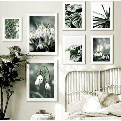 Green Plant Flower Leaf Natural Scenery Wall Art Canvas Painting Nordic Posters And Prints Wall Pictures For Living Room Decor