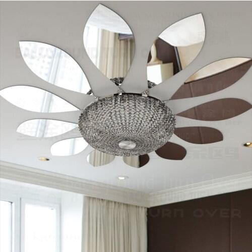 Mirror Wall Stickers Sticker For Home Room Decoration House Decor Ceiling Chandelier Light Lamp Flower Petals Ring Round R014