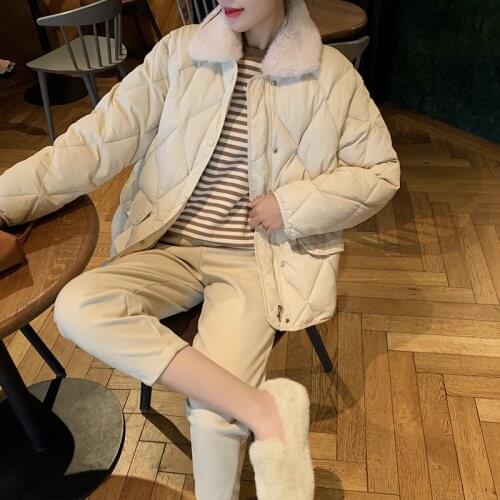 Korean Style new 2021 Loose oversized Parka Coat Winter Thicken Lapel Womens Jacket Hot Sale Warm Solid parka