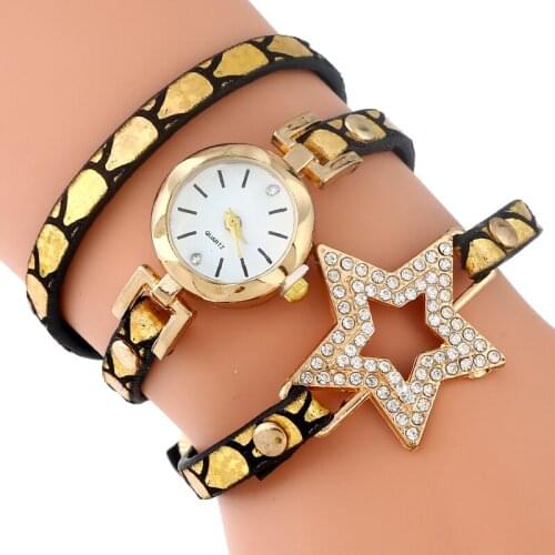 Gnova Platinum Rock Star Strap Bracelet Women Watch Rhinestone Pu Leather Dress Fashion Quartz Wristwatch Reloj Vintage A892