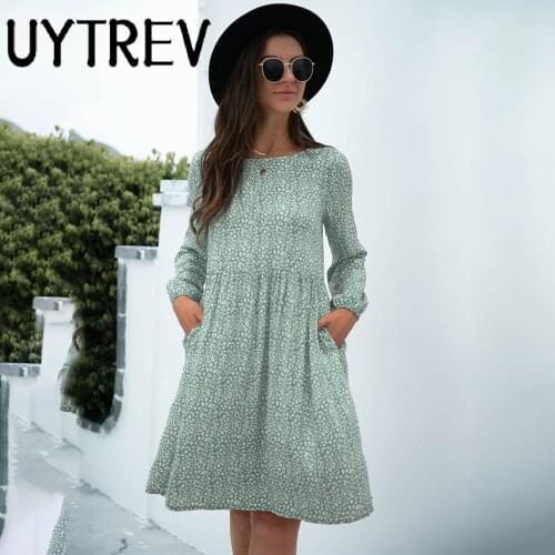 Casual Bohemian Beach Dress women Autumn Fashion Leopard Print Long Sleeve Loose Party clothes Elegant Ladies Office Dress 2021