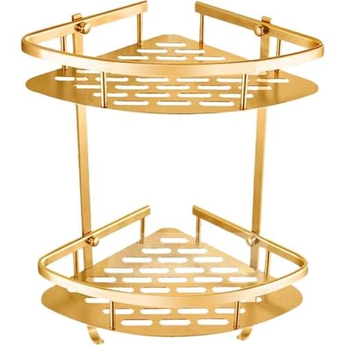 Bathroom Gold Shelf Shower Wall Mounted Corner Basket Shampoo Storage Wall Bathroom Shelf