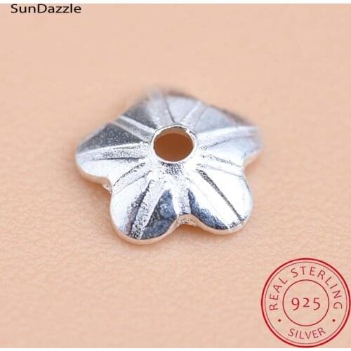 10pcs Real Solid 925 Sterling Silver Bead Caps Fillagree Spacer Bead Necklace Bracelet Connector DIY Jewelry Making Findings