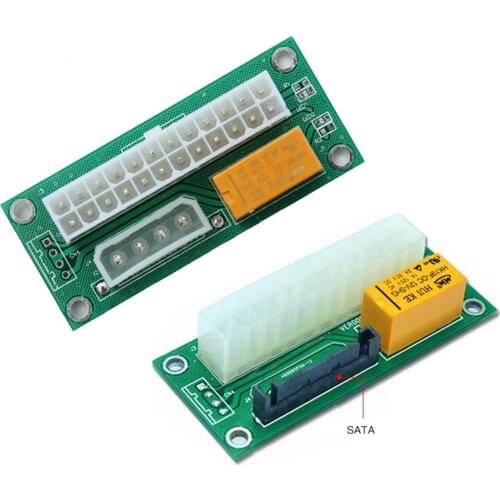 24Pin to IDE 4Pin Dual Power Start Up Board Module Synchronous On Controller Card for PC Chassis Motherboard