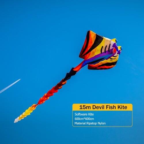 3D 15m Rainbow Ray Big Kite Devil Fish Kite Software Inflatable Toys