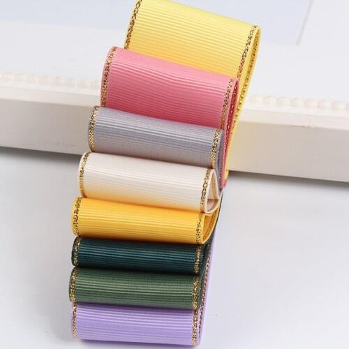 Glitter Gold Edged Grosgrain Ribbons Wide 100yards 9 16 25 38mm DIY Gift Packing Headwear Decoration Wedding Crafts Scrapbooking