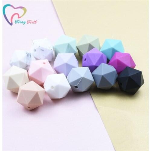 Teeny Teeth 5 PCS Silicone Geometric Beads For Teether DIY Icosahedron Beads Better Than Hexagon Make Chewable Teething Necklace Jewelry