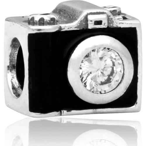 Plata de ley beads black camera big hole Bead charm llaves antiguas anclas para hacer pulseras beads ENM229