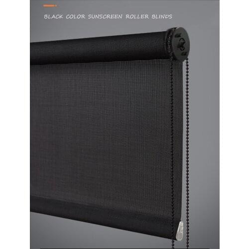 Black Color Sunscreen Roller Blinds Shutter Window Shading Match Black Bracket Chain Customized Size Made To Measurement
