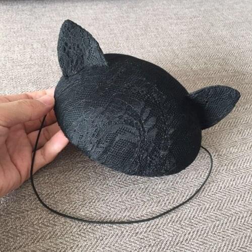Fascinators French noble aristocratic hats bonnet elegant lace ears like black cat lovely British royal headdress