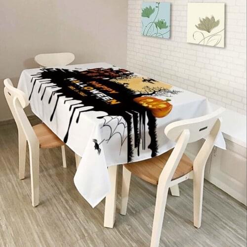 HOT Halloween Pumpkin Lantern Tablecloth Skull Pattern for Children Polyester Comfortable Waterproof Table Cloth Cover for Home