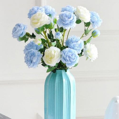 New Style Artificial Flower Multi-use Bright-colored Faux Silk Flower Simulation Rose Display for Gifts Wedding Desktop Decor