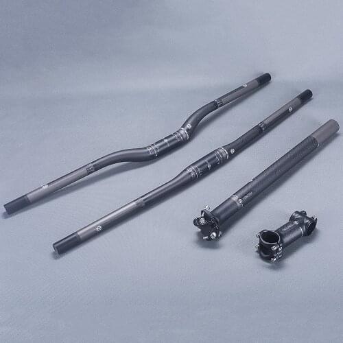 TOMTOU Full 3k Carbon Mountain Bike Handlebar Sets Bicycle Handlebar Stem Seatpost For Cycling MTB Bicycle Parts 520g - TG7T28