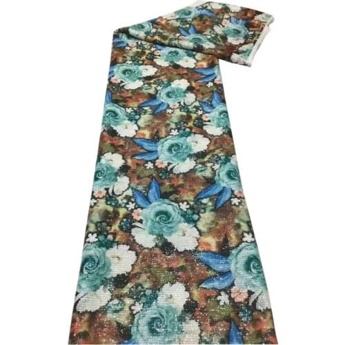 SJ Lace Latest African Tulle Lace Fabrics High Quality 2021 with Organza Sequence Lace for Women qc4-2