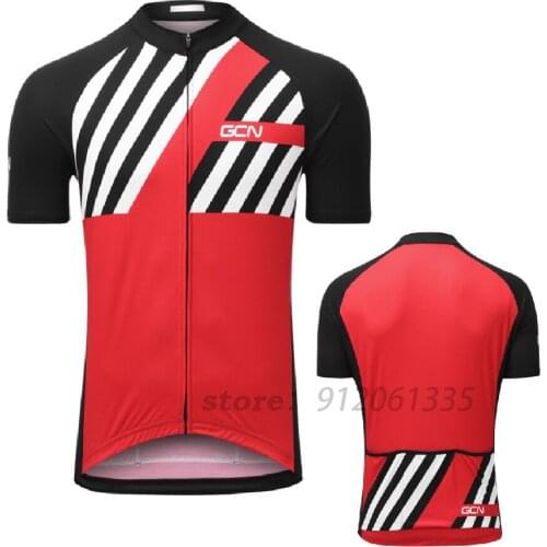 GCN Mens Short Sleeve Cycling Jersey Red Cycling Clothes Summer Blue Cycling Top Bike Top Road Wear