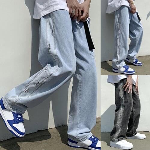 Men Jeans Korean Fashion Plus-Size Loose Jeans Street Wide Leg Trousers Pants 2021 Cool Skateboard Streetwear джибитсы для crocs