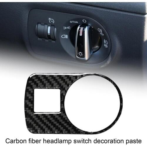 Carbon Fiber Headlight Switch Trim Anti-scratch Headlight Button Frame Cover for Audi TT 8N 8J MK123 TTRS 08-14 Right Drive