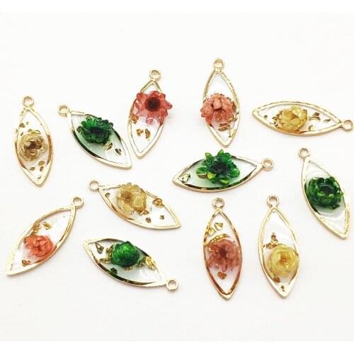 New arrival! 22x8mm 50pcs Copper Built-in Flowers Charm for Handmade Necklace Earring DIY Parts,Jewelry Findings & Components