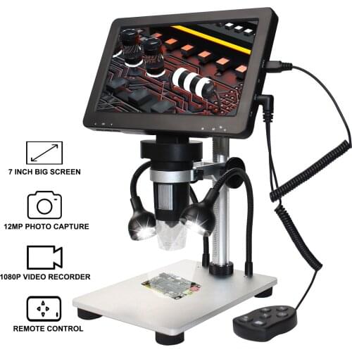 New 7-inch Rotating Screen High-definition Electronic Industrial Microscope Digital Magnifying Glass for Phone Watch Repairing