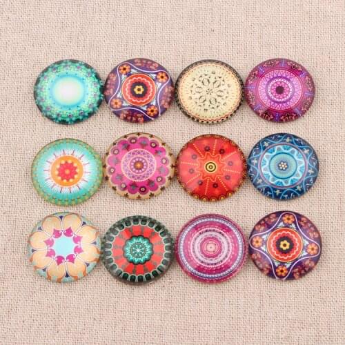 Onwear mixed handmade mandala photo round glass cabochon 10mm 12mm 14mm 18mm 20mm 25mm diy earrings jewelry making accessories