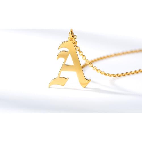 Stainless Steel Initial Necklace For Women 26 Letter Old English Font Choker Collares Necklace Jewelry Gift Bijoux Femme BFF