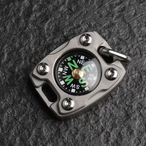 Titanium alloy compass EDC Pendants Key Buckle Gift for Man Outdoor products Mini Collection Navigation Convenient Multifunc