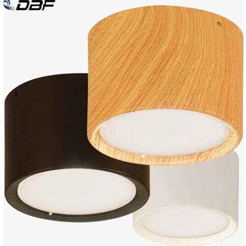 [DBF]High Bright Ceiling Spot Lights 5W 12W Nordic Wood Surface Mounted Ceiling Spot Light for Ailse Bar Kitchen Indoor Lighting