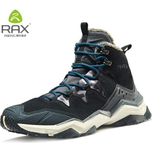 RAX Winter Snow Boots For Men Women Fleece Hiking Boots Outdoor Sports Sneakers Mens Mountain Snow Shoes Trekking Walking Boots
