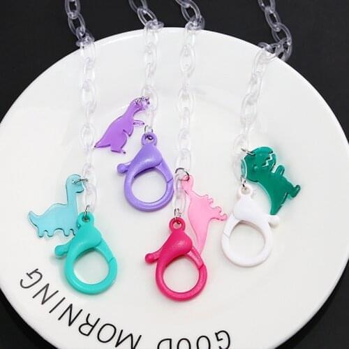 Retro Acrylic Mask Chain Straps Sunglasses Lanyards with Cartoon Dinosaur Reading Transparent Glasses Hanging Neck Rope Strap