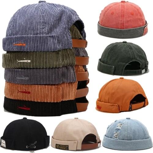 Brimless Hats Novelty Fold Skullcap Retro Men Sailor Cap Women Warm Rolled Cuff Bucket Cap Adjustable Winter Hat Bonnet Beanies