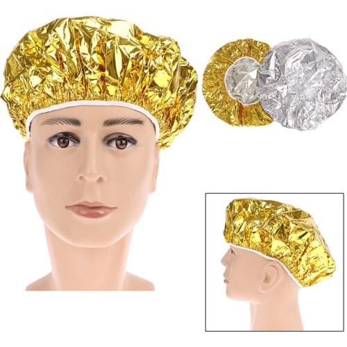 Disposable Heat Insulation Ultra-thin Nourishing Dry Shower Cap Elastic Aluminum Foil Waterproof Bath Hoods Baking Oil Hair Cap