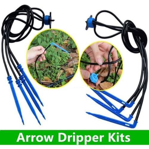 50cm Length Blue/Black Two Ways Drip Arrow Watering Kits High Quality 4L Steady Dripper 3/5 PVC Hose Drip Irrigation Set N120