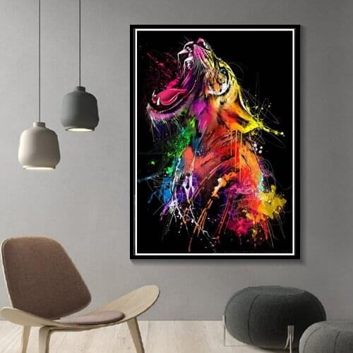Modern Watercolor Home Wall Decor Animal Art Tiger Canvas Painting Wall Art Posters and Prints for Living Room Wall Pictures