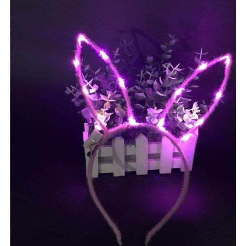 LED flashing colorful 14 cm-long hair-hoop rabbits luminous christmas party birthday head trim retail toy gift wholesale