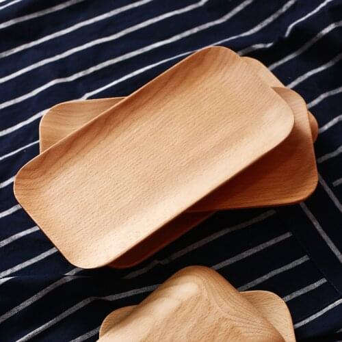Japan Style Solid Wood Cake Plate Eco Friendly No Paint Wooden Storage Tray Desserts Plate Creative Tableware Dish Plates