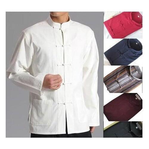 10colors pure cotton traditional suits outfit male Men martial arts long sleeve shirts topwing chun kungfu tai chi uniforms