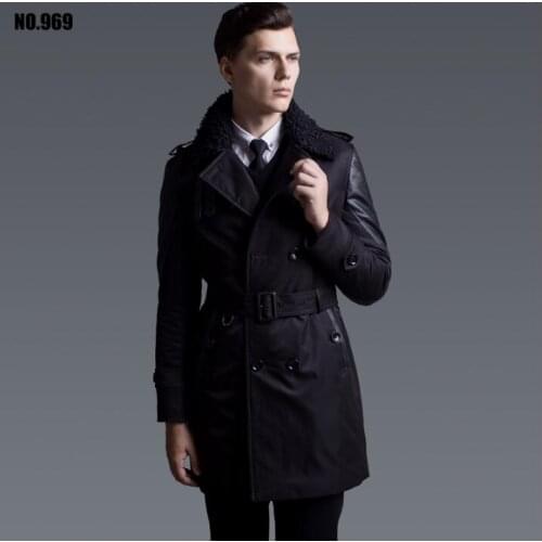 British style warm winter new designer double breasted trench coat men overcoat thicken mens clothing outerwear casaco masculino